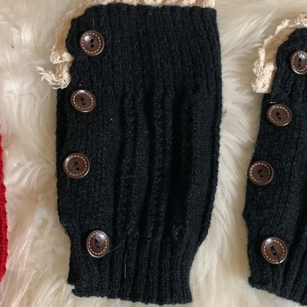 2 Pair boot toppers / cuffs 1 red, 1 black
